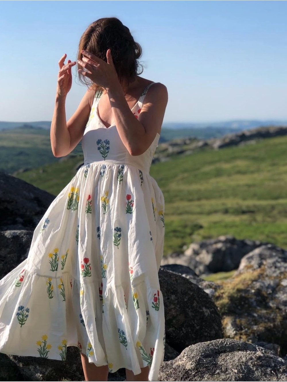 Daydress UK Maeve White Floral Tiered Dress Blockprint No Size - Picture 2 of 9